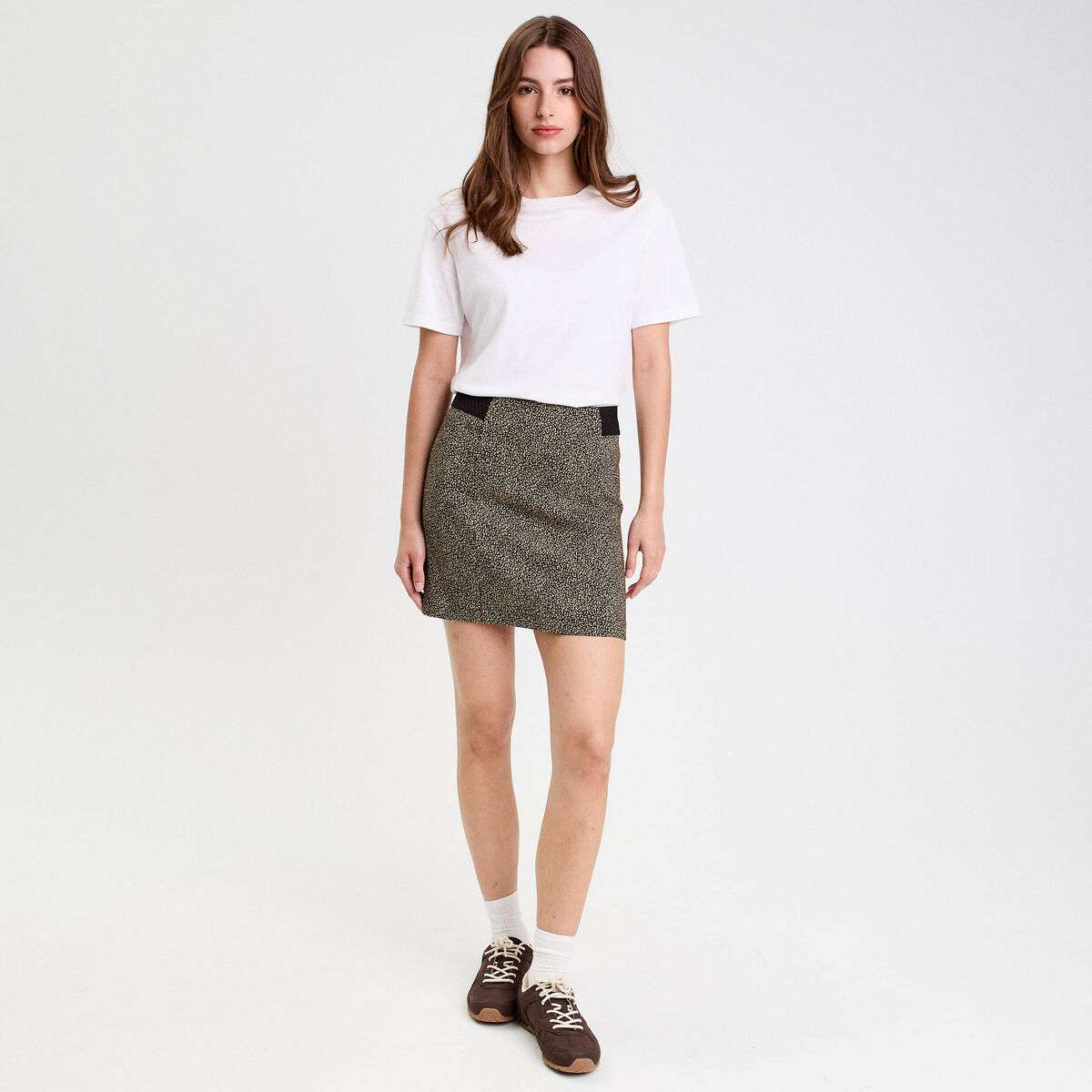 Jupe trap&egrave;ze courte taille standard noir femme