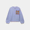 Pull ample col rond manches longues bleu ciel femme
