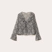 Blouse courte droite col v dentelle blanc femme