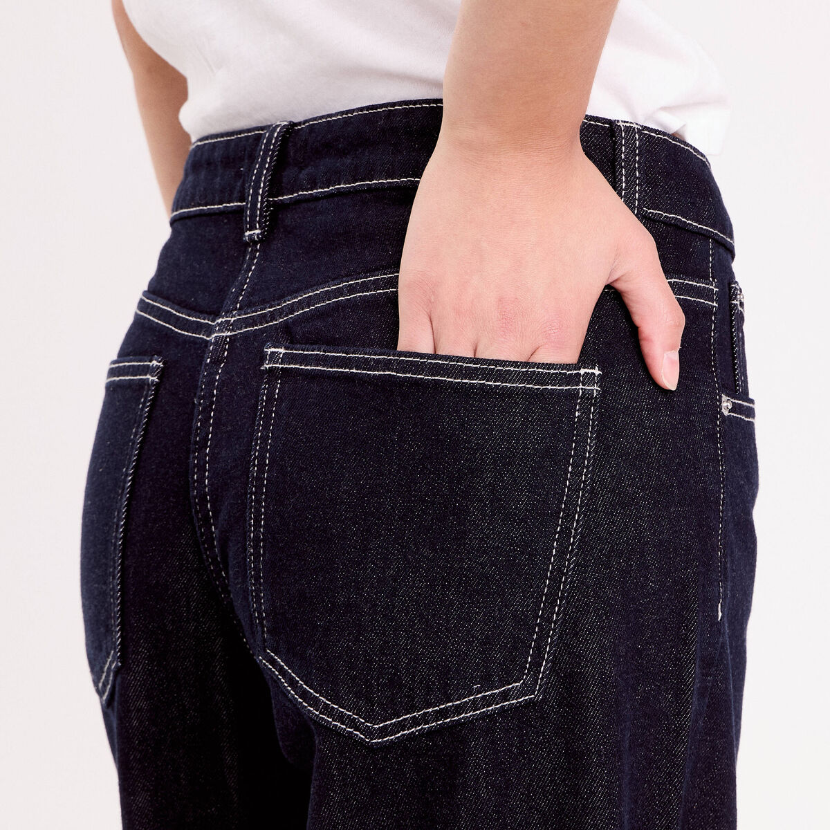 Jean wide leg taille standard denim brut femme