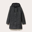 Manteau droit long &agrave; capuche noir femme