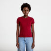 T-shirt c&ocirc;tel&eacute; ajust&eacute; manches courtes rouge femme