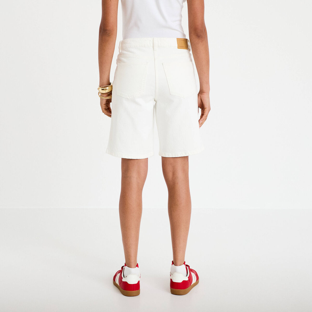 Bermuda en jean denim blanc femme