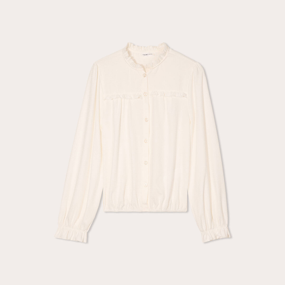 Blouse d&eacute;tails volants ecru femme