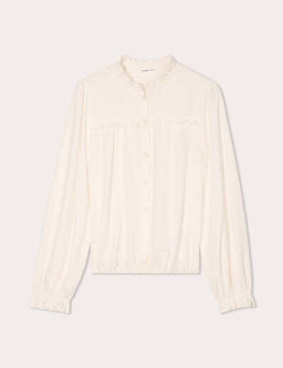 Blouse d&eacute;tails volants ecru femme
