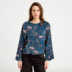 Blouse manches longues encolure bateau bleu p&eacute;trole femme
