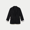 Blazer cintr&eacute; manches longues noir femme