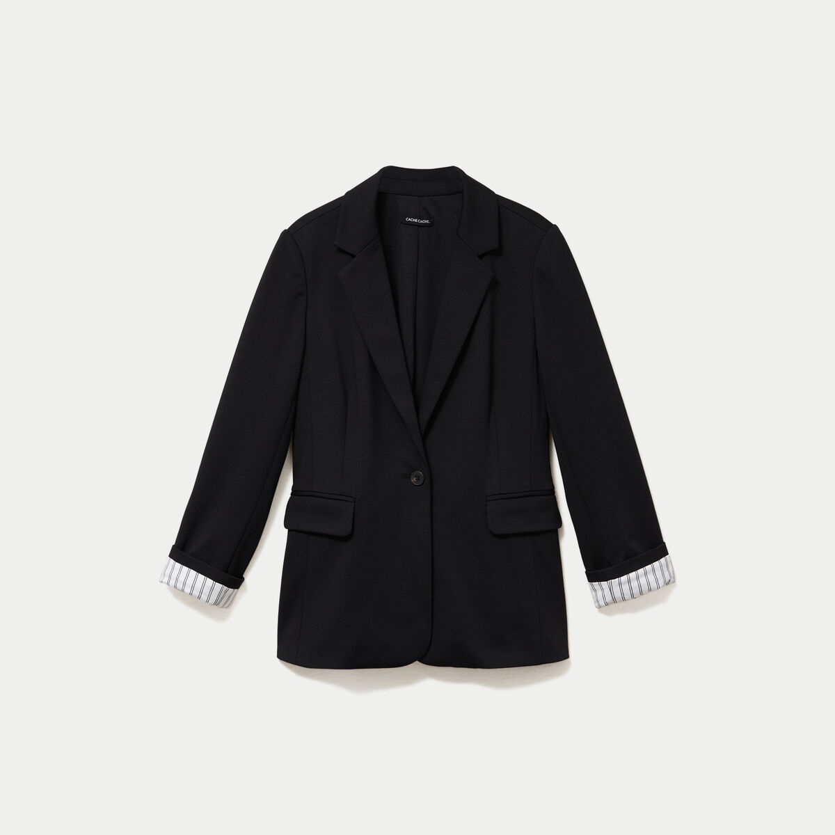 Blazer cintr&eacute; manches longues noir femme