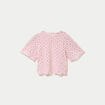 T-shirt macram&eacute; col rond rose clair femme