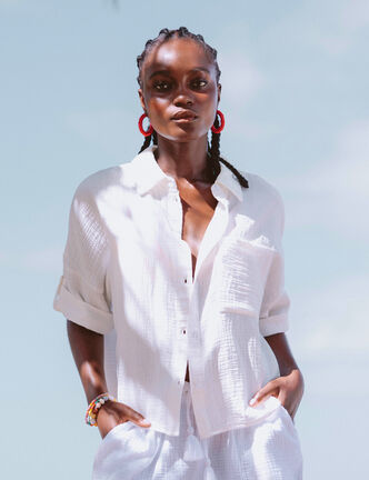 Chemise manches 3/4 ecru femme