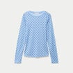 T-shirt ajust&eacute; col rond manches longues bleu ciel femme