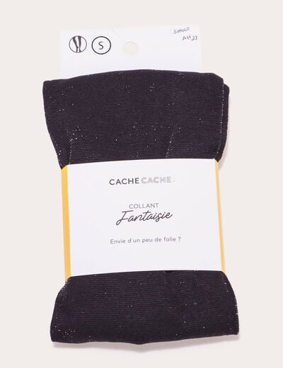 Collants fils m&eacute;tallis&eacute;s noir femme