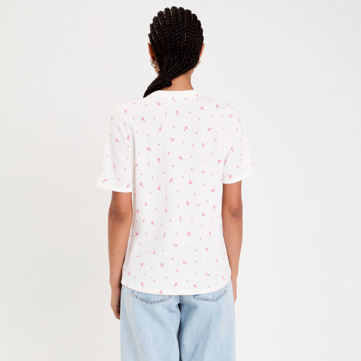 Blouse manches courtes blanc femme