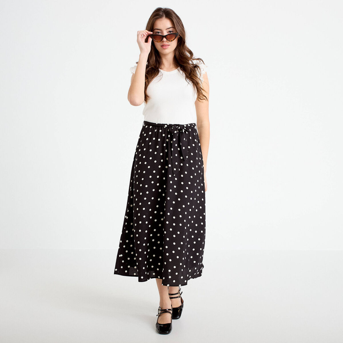Robe longue bi-mati&egrave;re noir femme