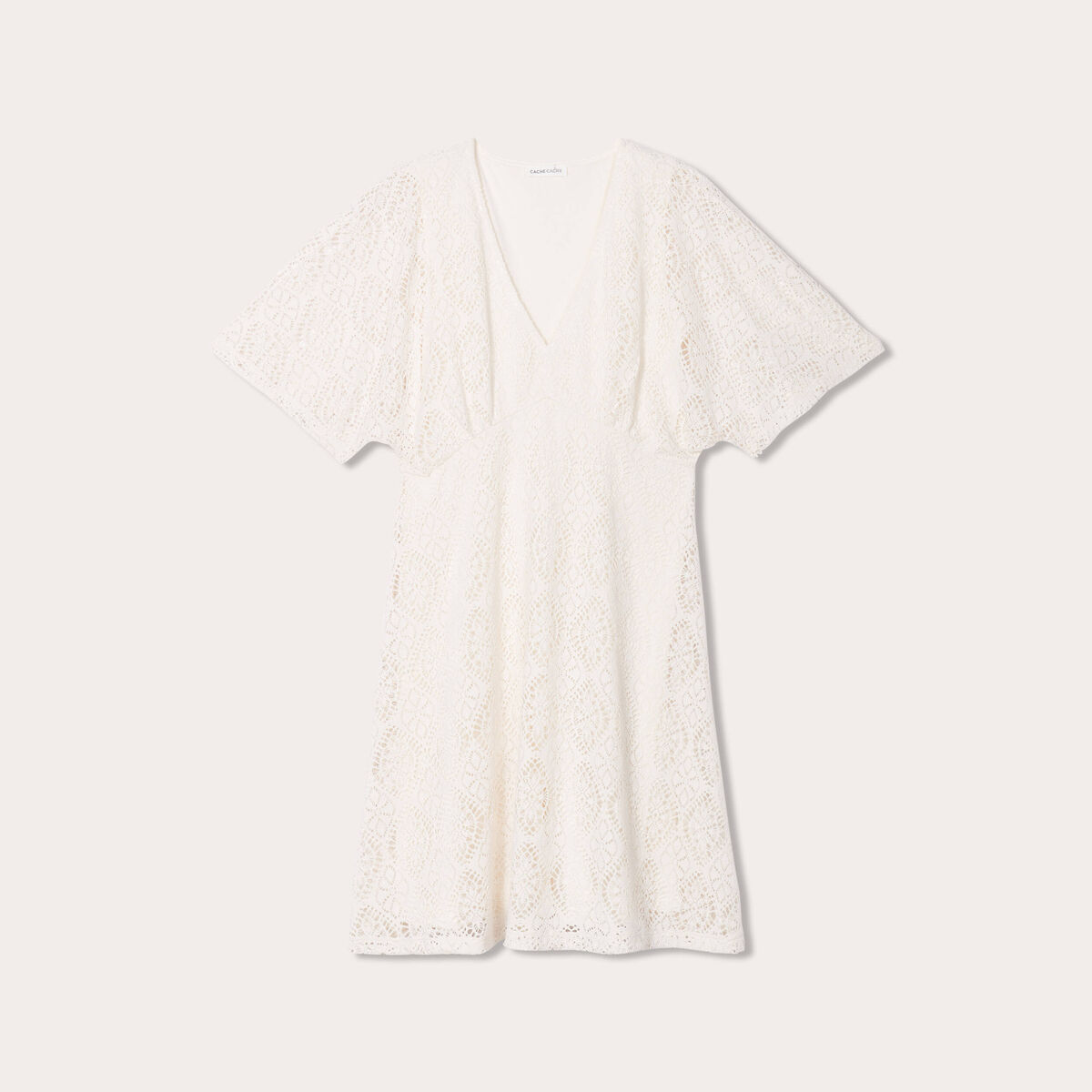 Robe &eacute;vas&eacute;e dentelle ecru femme