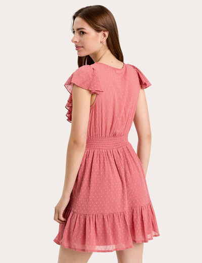 Robe &eacute;vas&eacute;e plumetis vieux rose femme