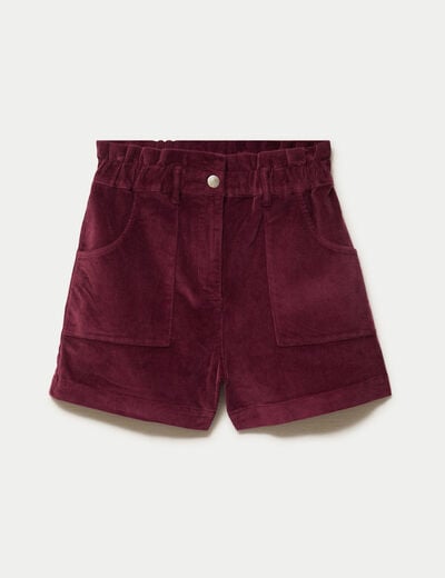 Short large en velours bordeaux femme