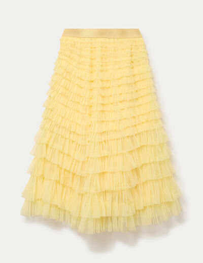 Jupe longue &eacute;vas&eacute;e jaune pastel femme
