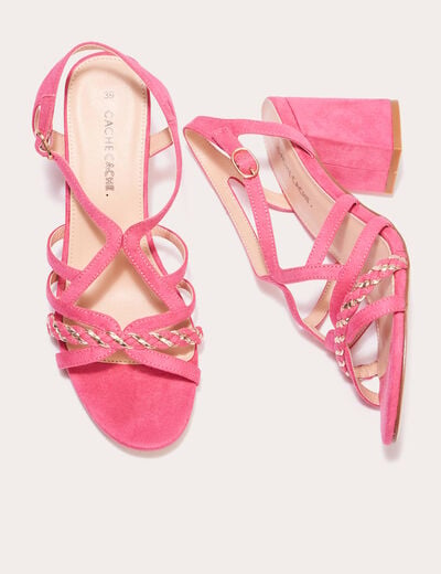 Sandales &agrave; talons d&eacute;croch&eacute;s rose femme