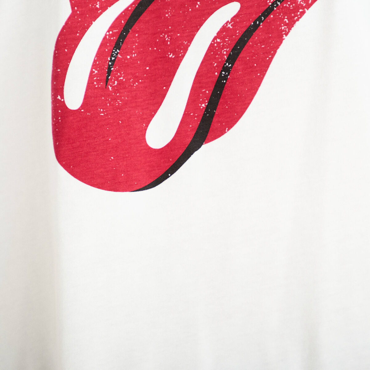 T-shirt oversize col rond rolling stones ecru femme