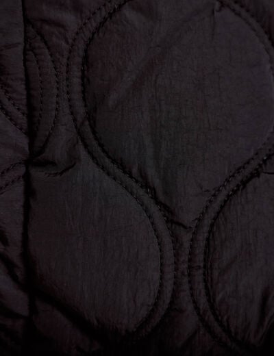 Veste droite &agrave; capuche manches longues noir femme