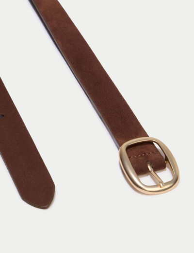 Ceinture large aspect daim marron fonc&eacute; femme