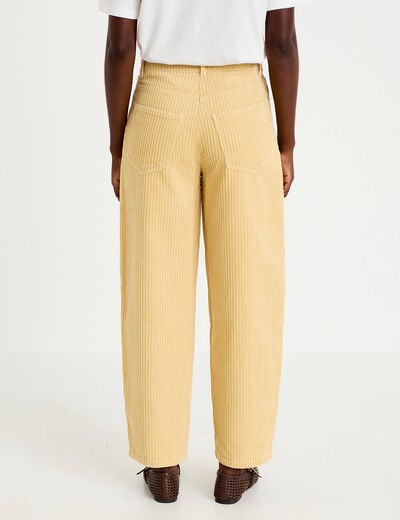 Pantalon large en velours jaune femme