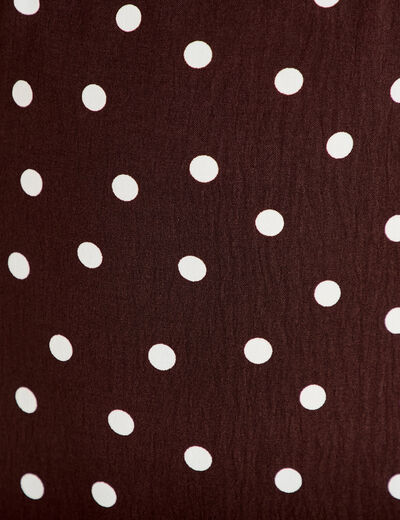 Robe longue &eacute;vas&eacute;e col v manches courtes marron femme