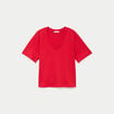 T-shirt col v manches courtes rouge femme