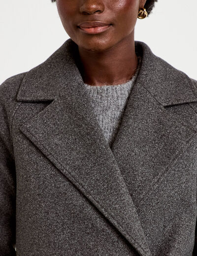 Manteau droit mi-long &agrave; manches longues gris femme