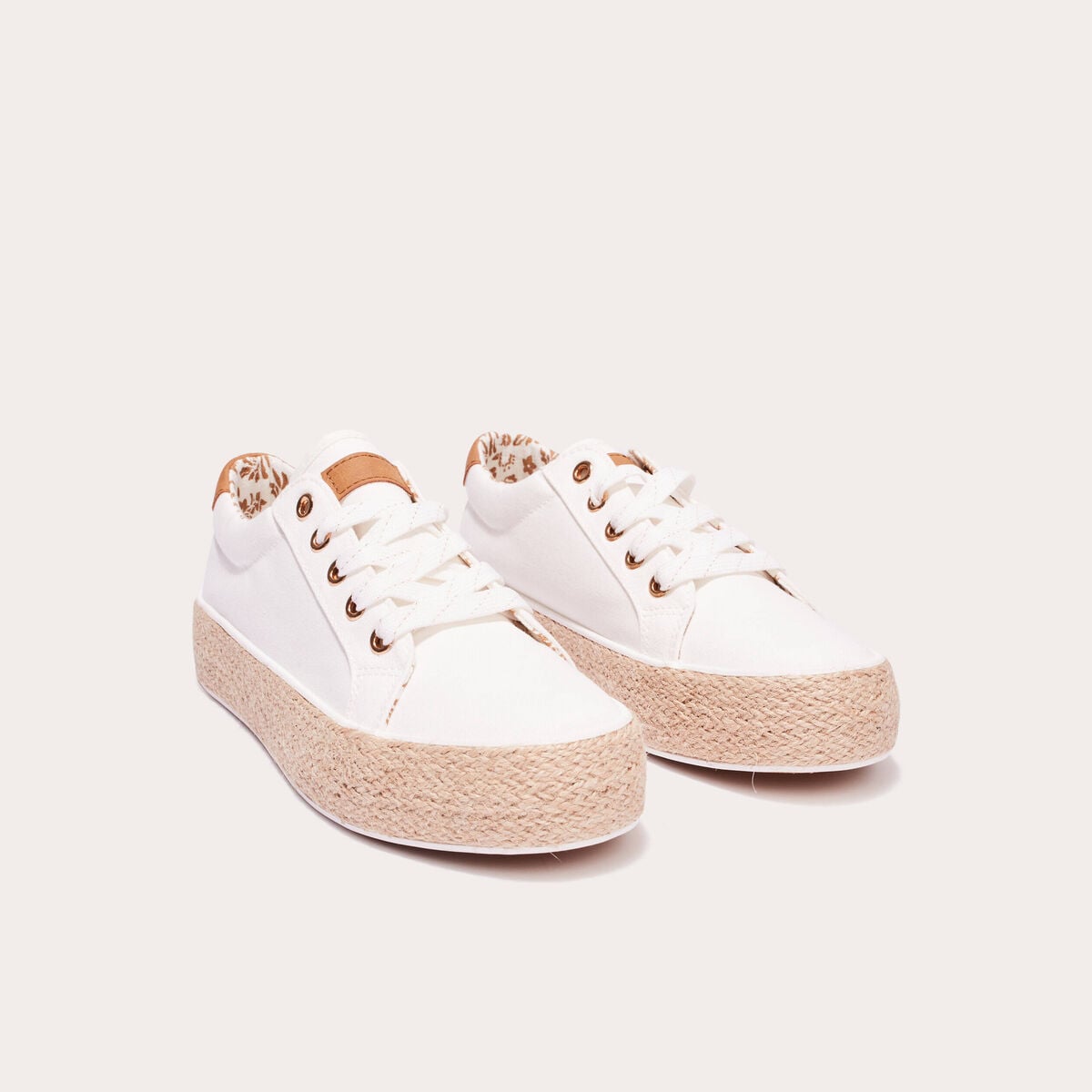 Baskets espadrilles plates ecru femme