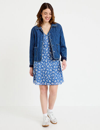 Robe ajust&eacute;e courte d&eacute;collet&eacute; dentelle bleu femme