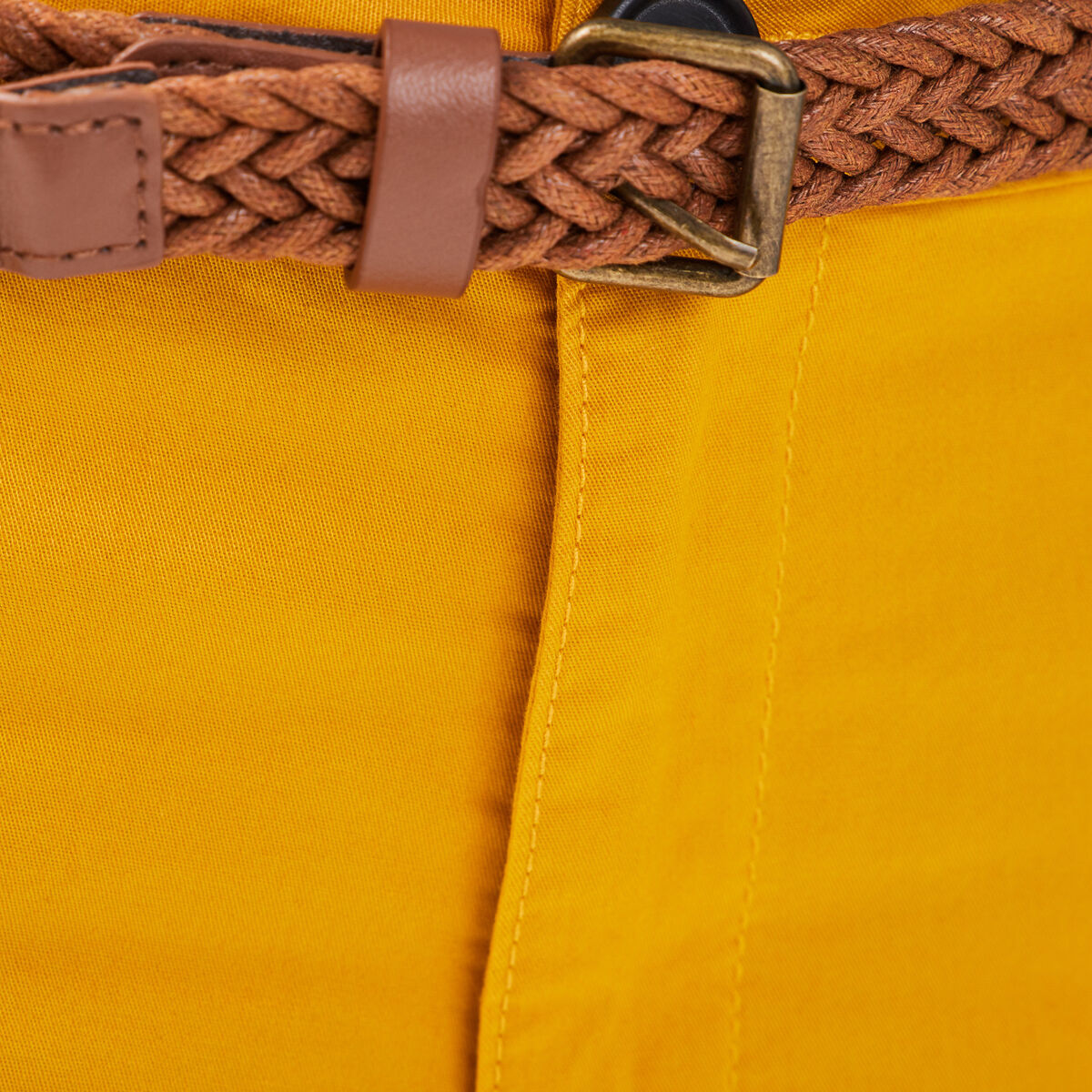 Pantalon chino 7/8&egrave;me jaune femme