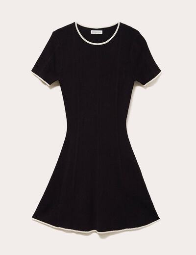 Robe droite manches courtes noir femme