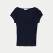 T-shirt ajust&eacute; manches courtes bleu marine femme