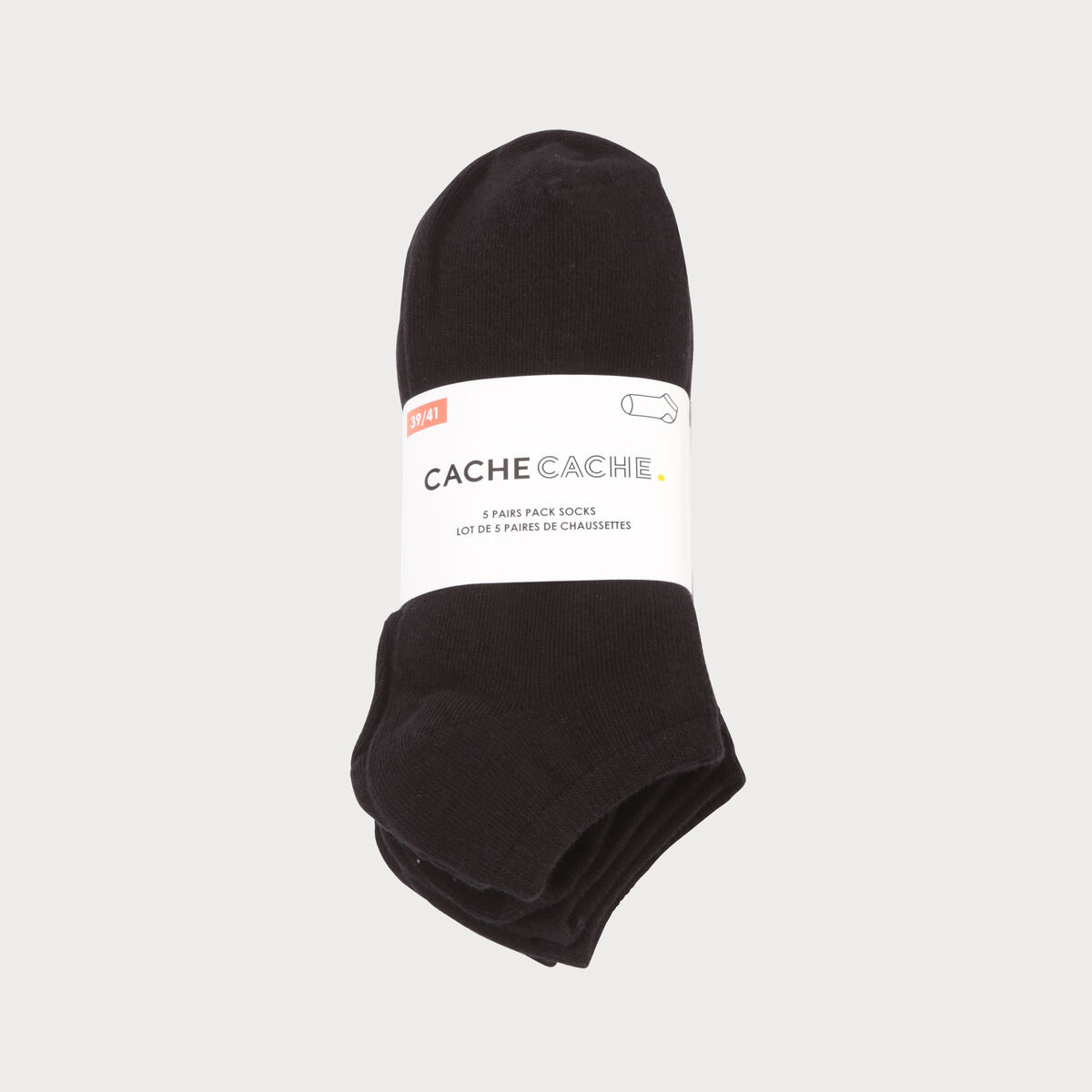 Lot de 5 paires de chaussettes unies noir femme