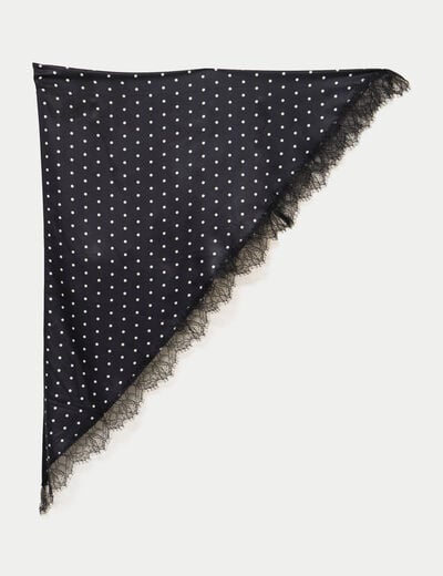 Foulard satin&eacute; avec dentelle noir femme