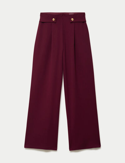 Pantalon large taille standard bordeaux femme
