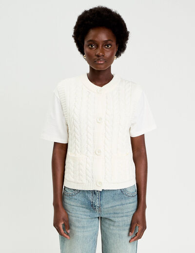 Gilet sans manches ecru femme