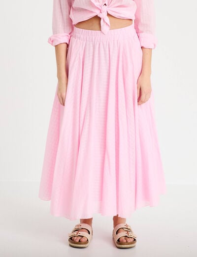 Jupe longue &eacute;vas&eacute;e rose clair femme
