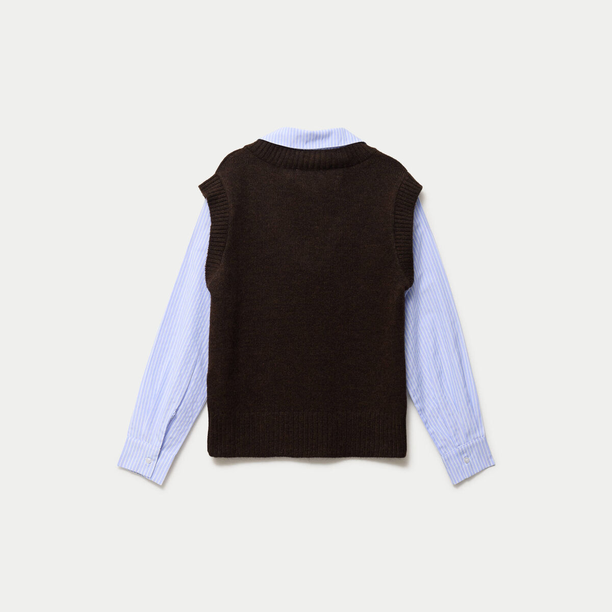 Pull chemise 2-en-1 marron femme