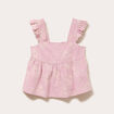 Top broderie col carr&eacute; fines bretelles rose clair femme