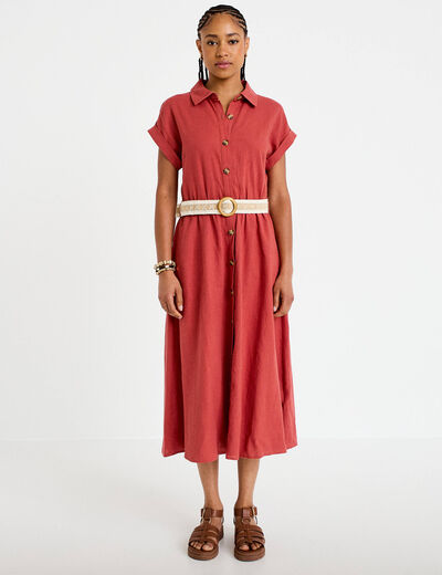 Robe &eacute;vas&eacute;e avec ceinture amovible vieux rose femme