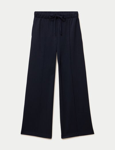 Jogging bootcut taille haute bleu marine femme