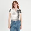 T-shirt manches courtes col polo blanc femme