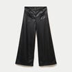 Pantalon bootcut 3/4 taille haute noir femme