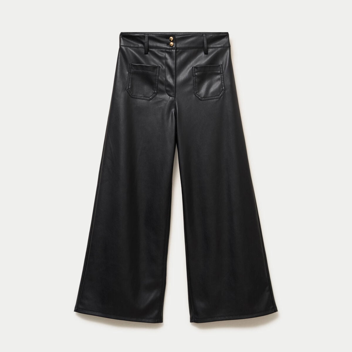 Pantalon bootcut 3/4 taille haute noir femme
