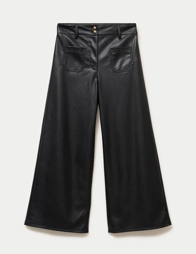 Pantalon bootcut 3/4 taille haute noir femme
