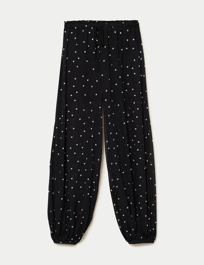 Pantalon large en voile taille standard noir femme