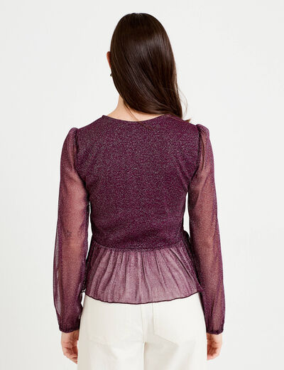 Blouse manches longues prune femme